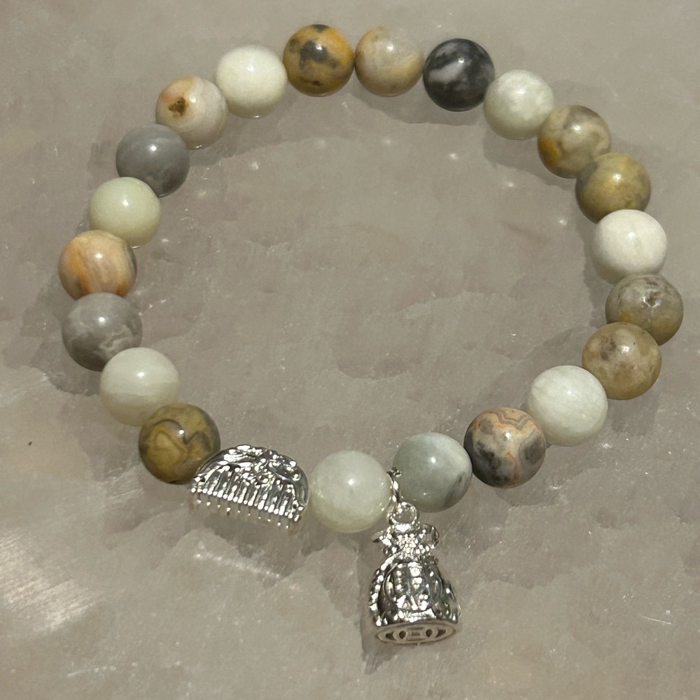 Handcrafted bracelet with crazy lace and white crazy lace agate